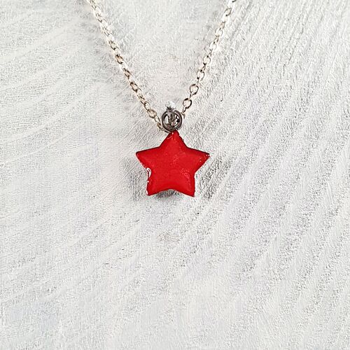 Star mini pendant-necklace - Red pearl ,SKU233