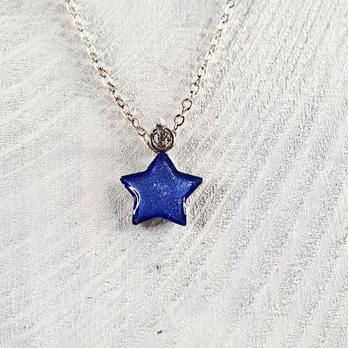 Star mini pendant-necklace - Cornflower blue ,SKU234