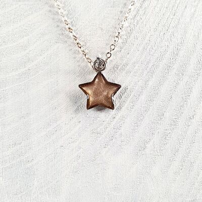 Mini pendentif-collier étoile - Perle latte ,SKU235