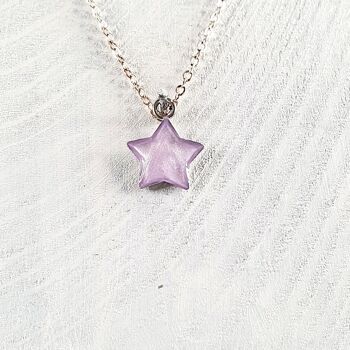 Mini pendentif-collier étoile - Perle lilas ,SKU236