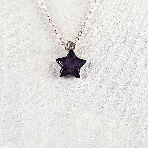 Star mini pendant-necklace - Deep purple pearl ,SKU237