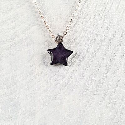 Mini pendentif-collier étoile - Perle violet foncé ,SKU237