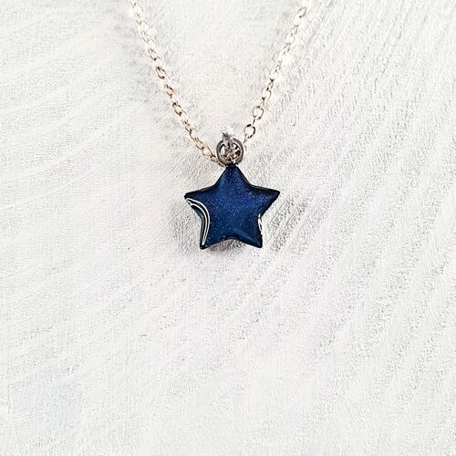 Star mini pendant-necklace - Deep blue pearl ,SKU238