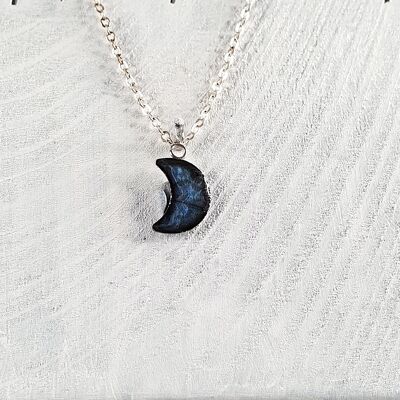 Collier pendentif lune - Bleu nuit ,SKU245