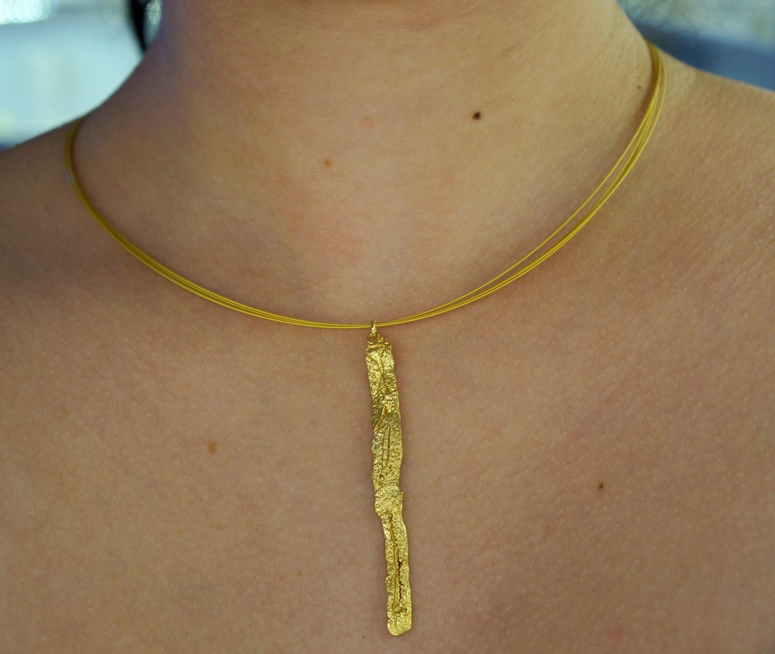 Real Tree Trunk Necklace: Gold-Finished Sterling Silver Botanical Pendant