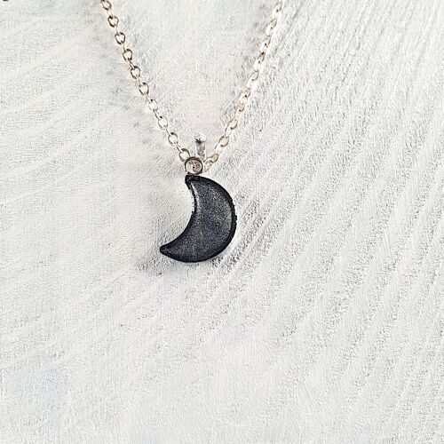 Moon pendant-necklace - Silver pearl ,SKU251