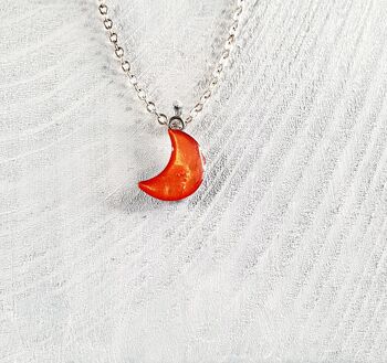 Collier pendentif lune - Orange irisé ,SKU253