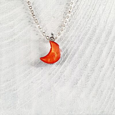 Moon pendant-necklace - Iridescent orange ,SKU253