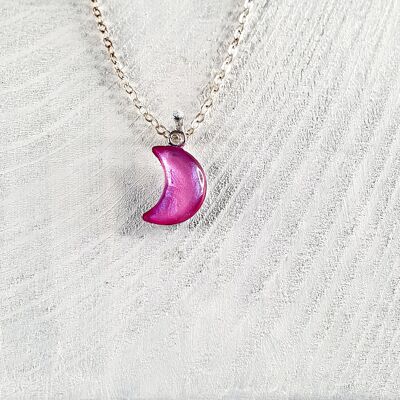 Collier pendentif lune - Violet irisé ,SKU255