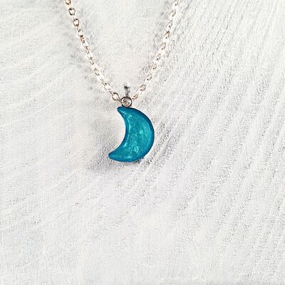 Moon Anhänger-Halskette - Irisierendes Blau ,SKU256