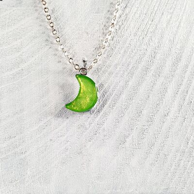 Moon pendant-necklace - Iridescent green ,SKU257