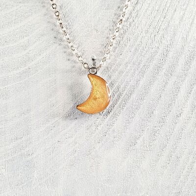 Collier pendentif lune - Perle dorée ,SKU258