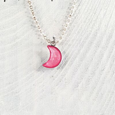Moon pendant-necklace - Candyfloss pink ,SKU259