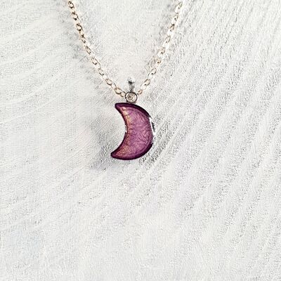 Collier pendentif lune - Violet ,SKU260