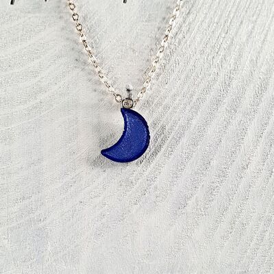 Collier pendentif lune - Bleuet bleu ,SKU262