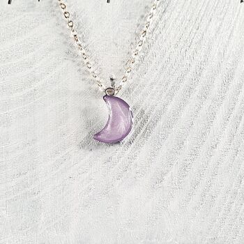 Collier pendentif lune - Perle lilas ,SKU264