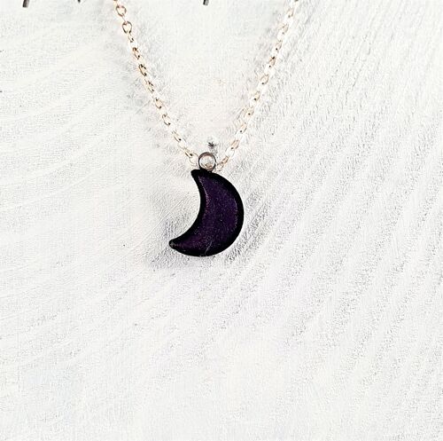 Moon pendant-necklace - Deep purple pearl ,SKU265