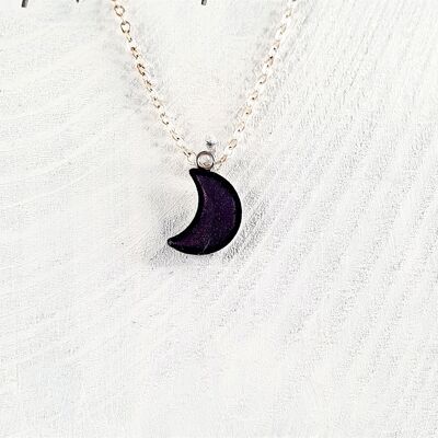 Collar con colgante de luna - Perla de color morado oscuro, SKU265