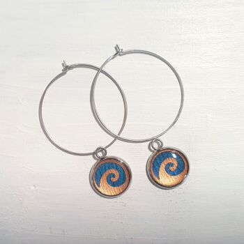 Boucles d'oreilles en fil rond Waves - Bleu pétrole ,SKU269