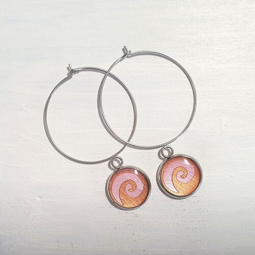 Waves drop circle wire earrings - Candyfloss pink ,SKU270