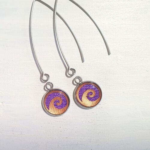 Waves drop long wire earrings - Purple ,SKU283