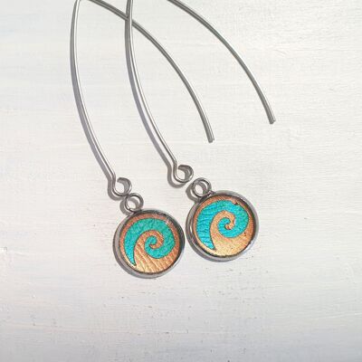 Waves drop long wire earrings - Aqua ,SKU288