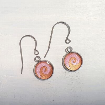 Pendientes cortos de alambre Waves drop - Candyfloss rosa, SKU294