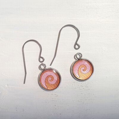 Waves drop short wire earrings - Candyfloss pink ,SKU294