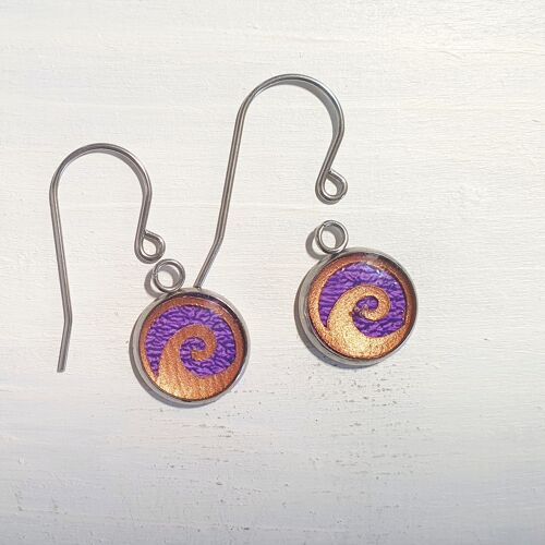 Waves drop short wire earrings - Purple ,SKU295