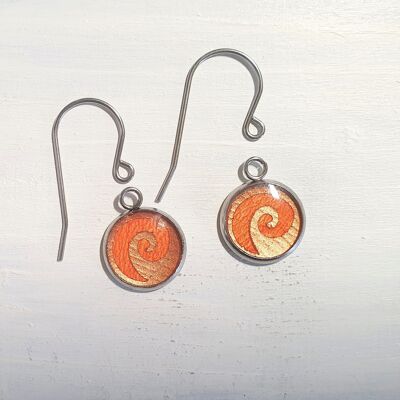 Waves drop short wire earrings - Orange ,SKU298