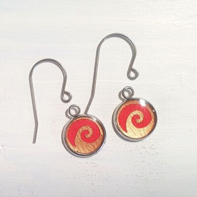 Waves drop short wire earrings - Red ,SKU299