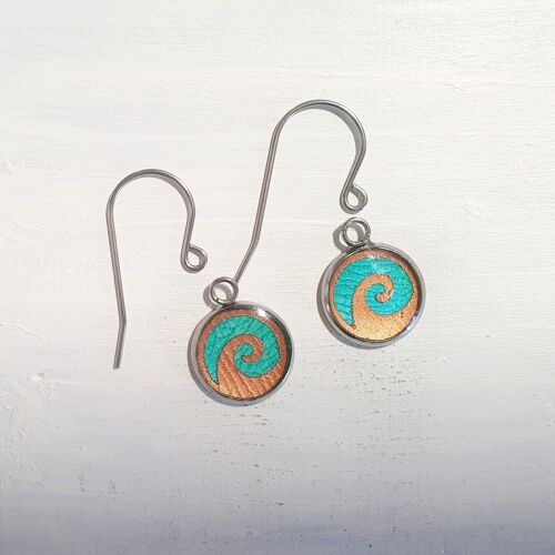 Waves drop short wire earrings - Aqua ,SKU300