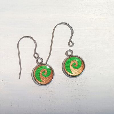 Waves drop short wire earrings - Green ,SKU301