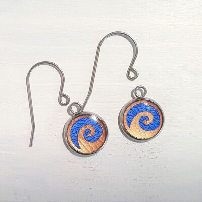 Waves drop short wire earrings - Cobalt blue ,SKU304