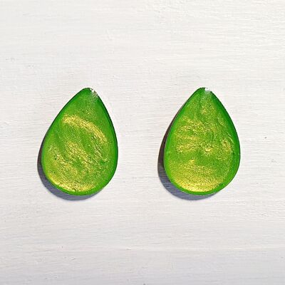 Teardrop studs - Iridescent green ,SKU354