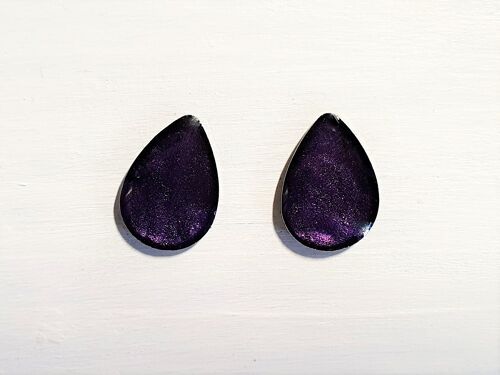 Teardrop studs - Deep purple pearl ,SKU362