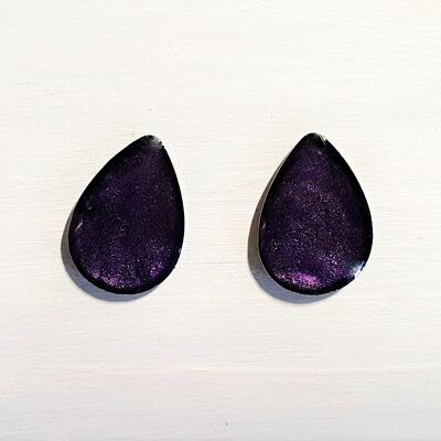 Goujons en forme de larme - Perle violet foncé, SKU362