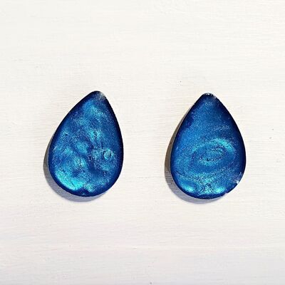 Boucles d'oreilles en forme de larme - Perle bleu de mer ,SKU364