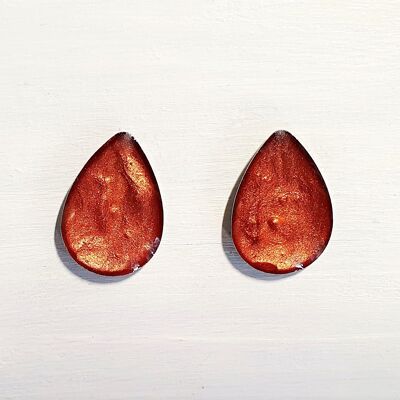 Teardrop studs - Iridescent copper ,SKU366