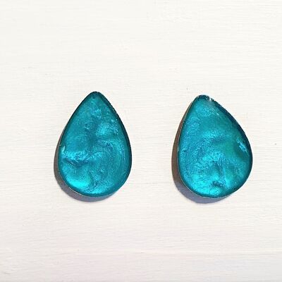 Teardrop studs - Iridescent aqua ,SKU370