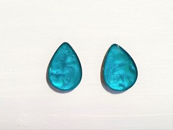 Goujons en forme de larme - Aqua irisé, SKU370