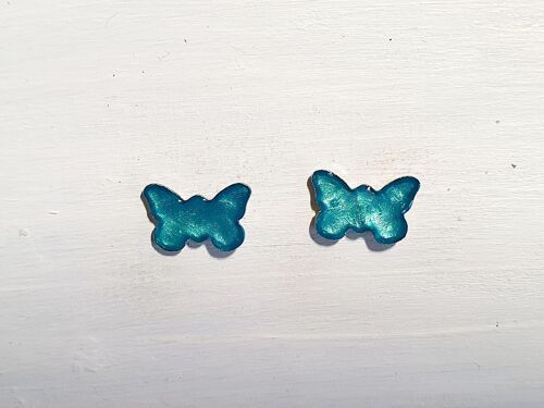 Butterfly studs - Iridescent blue ,SKU373