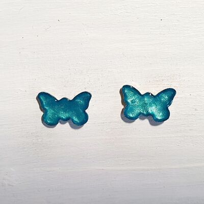 Butterfly studs - Iridescent blue ,SKU373