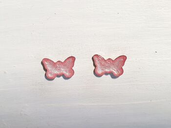 Boucles d'oreilles papillon - Rose bébé ,SKU378