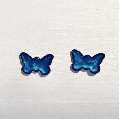 Boucles d'oreilles papillon - Perle bleu de mer ,SKU384