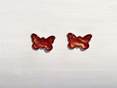 Butterfly studs - Iridescent copper ,SKU386