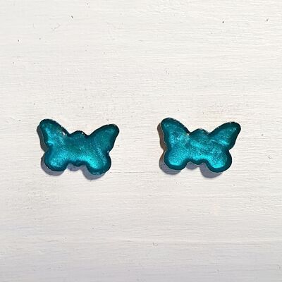 Boucles d'oreilles papillon - Aqua irisé, SKU390
