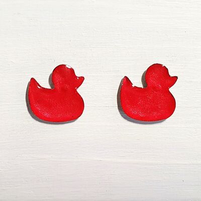 Duck studs - Red pearl ,SKU407