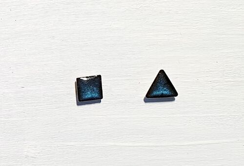 Mini triangle & square studs - Night blue ,SKU411