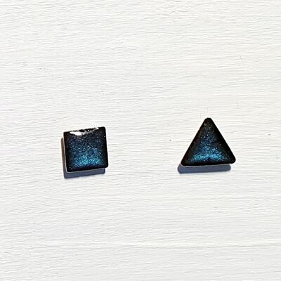 Mini triangle & square studs - Night blue ,SKU411